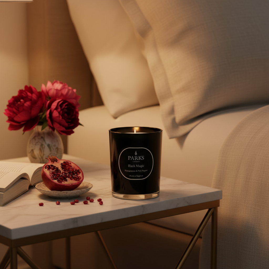 POMEGRANATE &amp; PINK PEPPER SCENTED CANDLE 180G