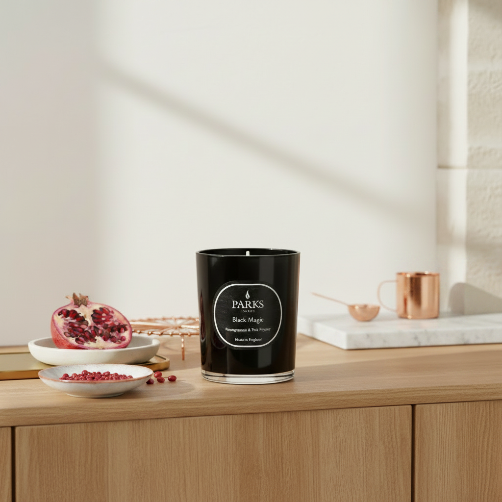 POMEGRANATE &amp; PINK PEPPER SCENTED CANDLE 180G