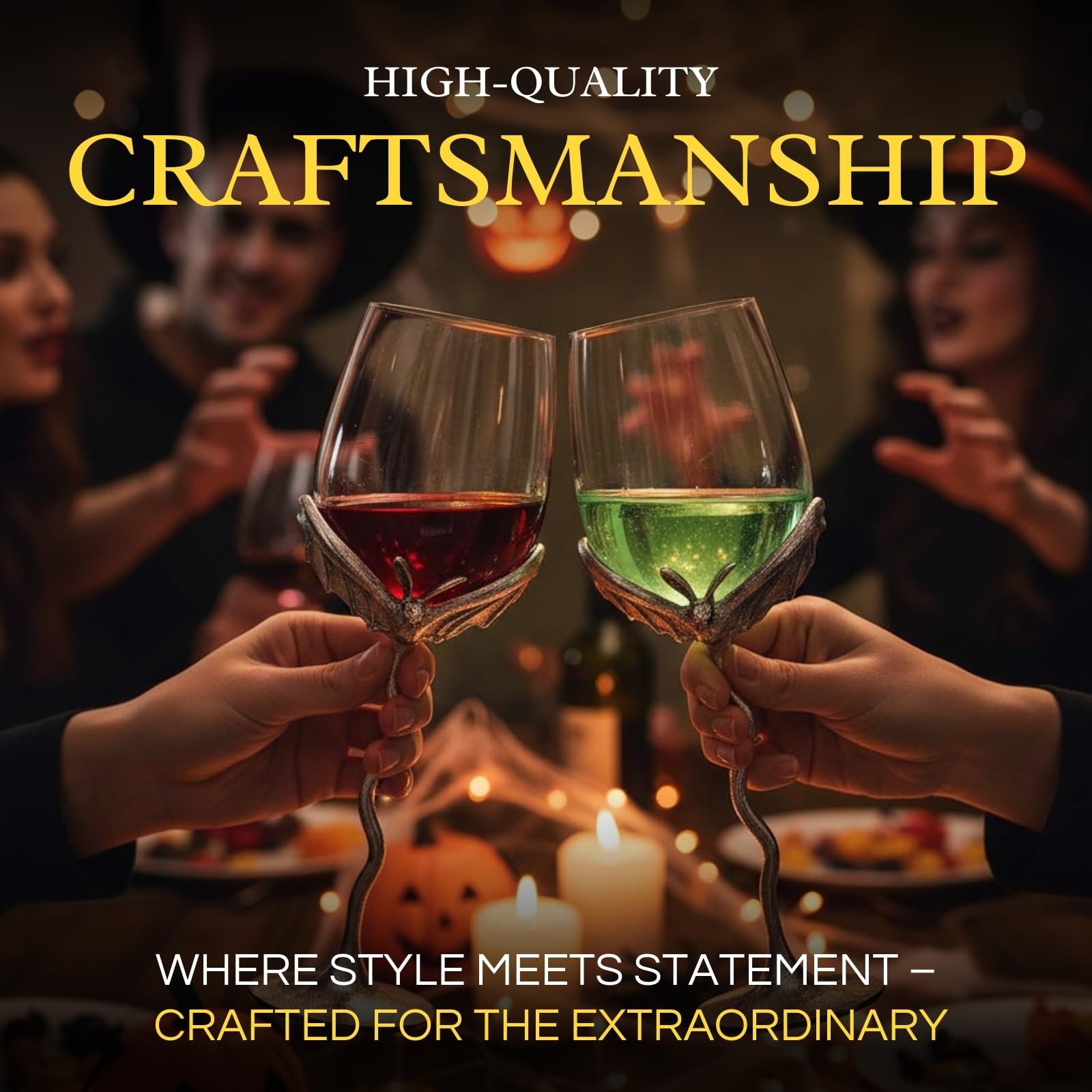 Silver Bat Wine Glasses Set of 2 Gothic Goblet Pair with Alloy Steel Stems and Borosilicate Glass Unique Barware Decorative Halloween or Vampire Glassware for Wine Party Dining Table or Holiday Gift-4