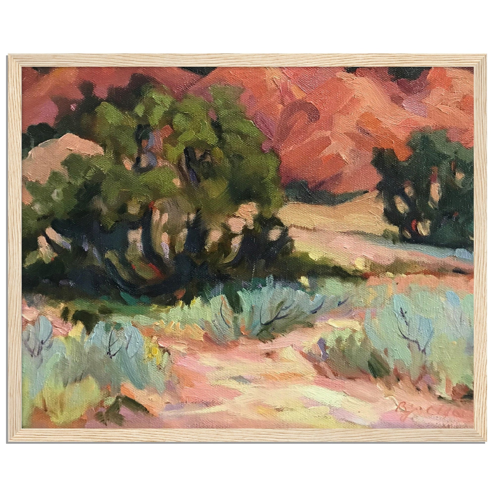 ‘Mesa at Ghost Ranch’ Southwestern Landscape | 16x20 Wooden Framed Art Print | Original Artwork by American Artist Barbara Cleary