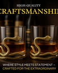Snake Serpent Whiskey Glasses - 2 Glass Set Gold Design Unique Reptile Inspired Barware for Themed Parties Gothic Décor Snake Lover Gifts or Spooky Drinking Glasses Perfect for Cocktails and Spirits-4