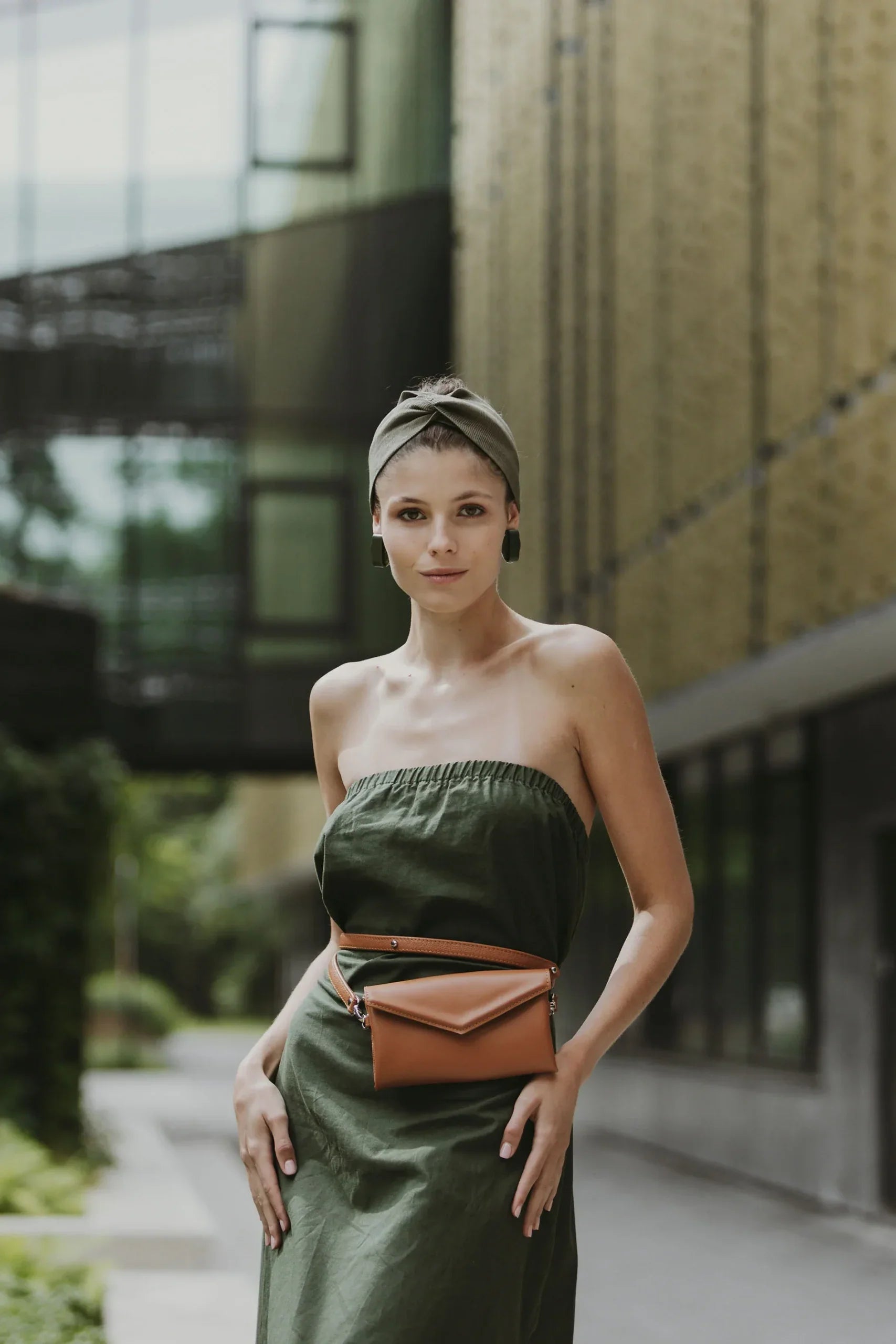 Leather Waist and Shoulder Bag with Adjustable Straps