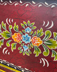 Red Metal Serving Tray / Painted Indian Charcuterie Cheese Antipasto Platter