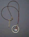 Quartz Necklace inBrass & Leather - Boho | Handmade by Blackbird & Sage