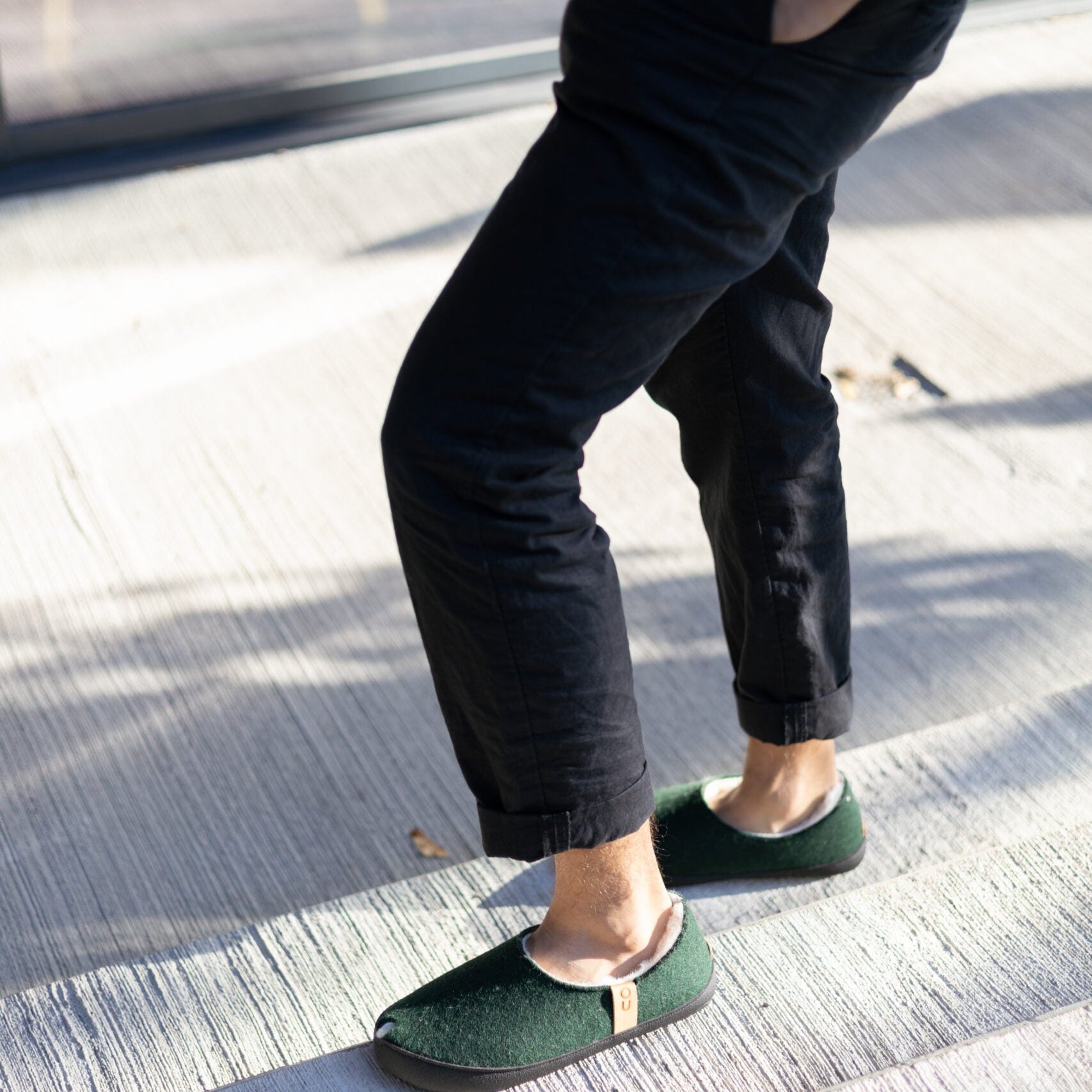 Dark Green Lambswool Slippers