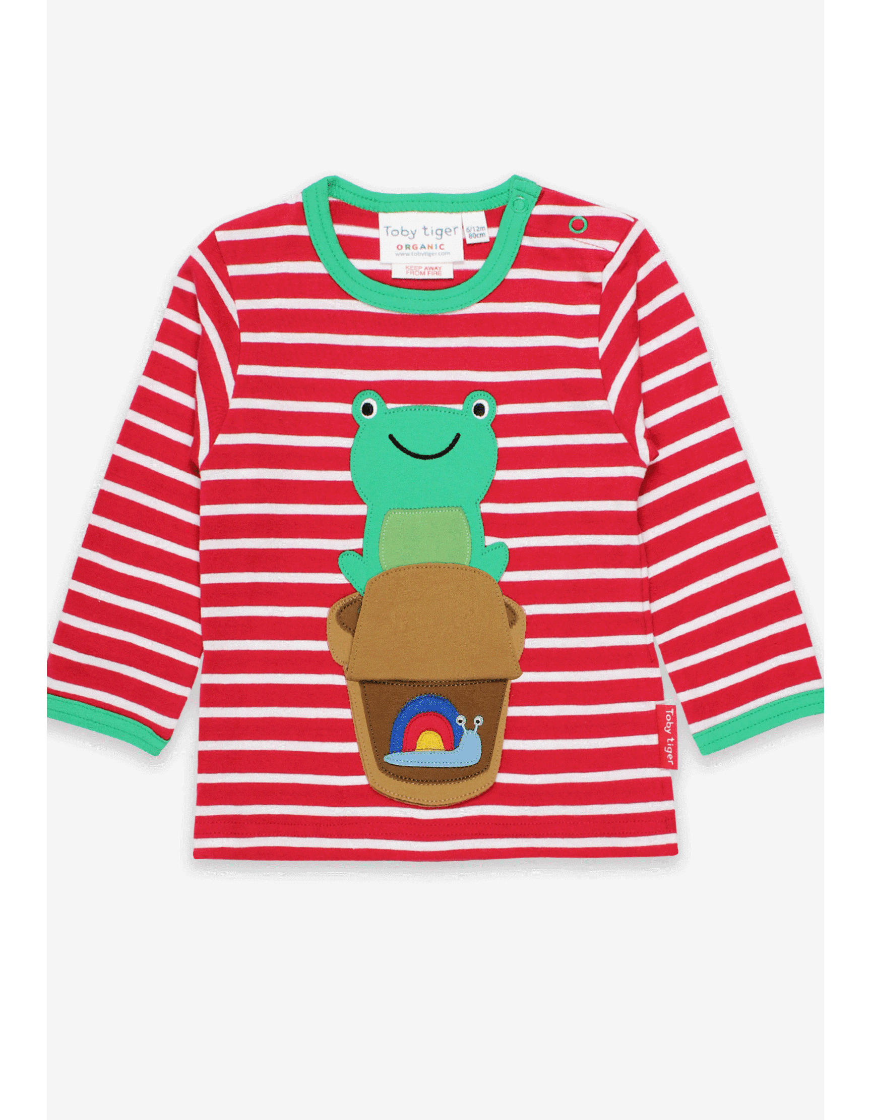 Premium Striped Organic Cotton Frog Baby Bodysuit with Snap Buttons for Easy Dressing by Toby Tiger at brixbailey.com
