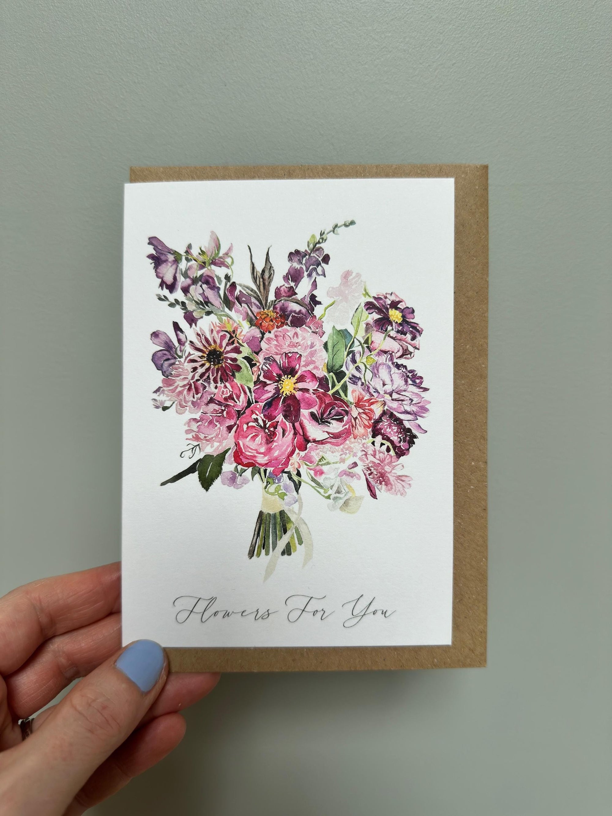 Hand-Painted Watercolour Floral Greeting Card - Mother's Day - Thank You Card