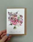 Hand-Painted Watercolour Floral Greeting Card - Mother's Day - Thank You Card