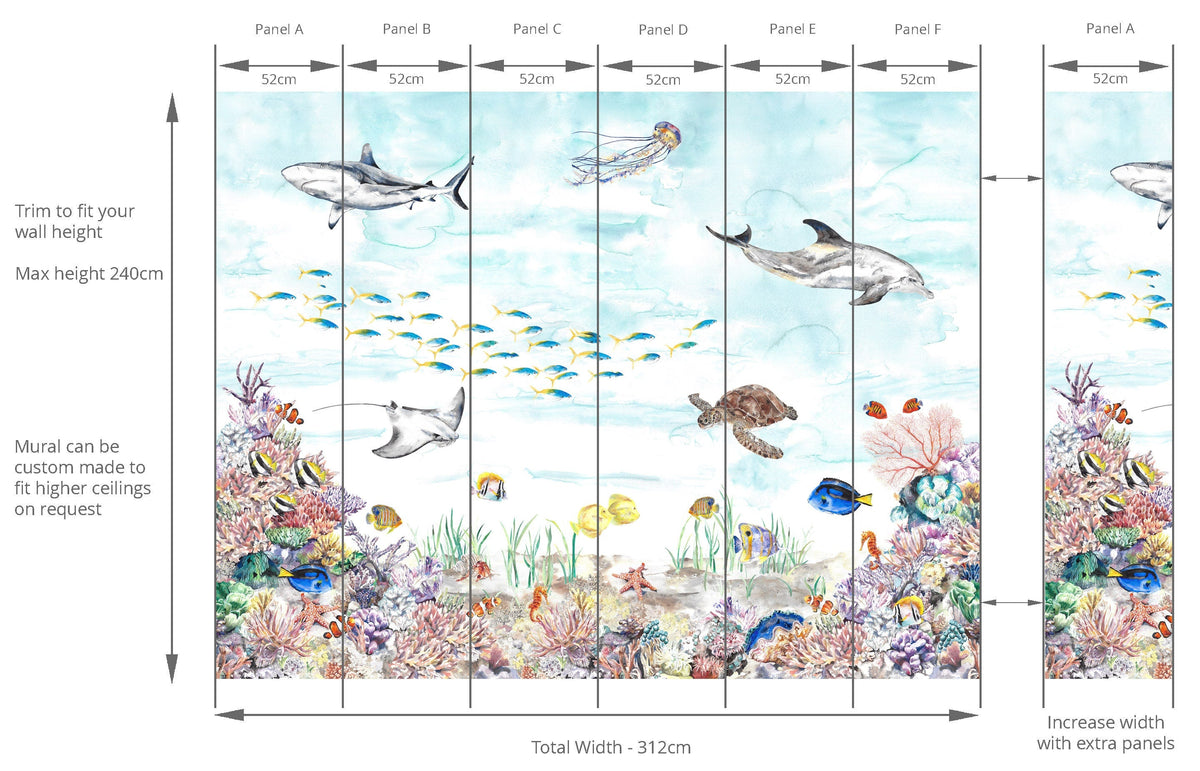Coral Reef Underwater Mural Wallpaper