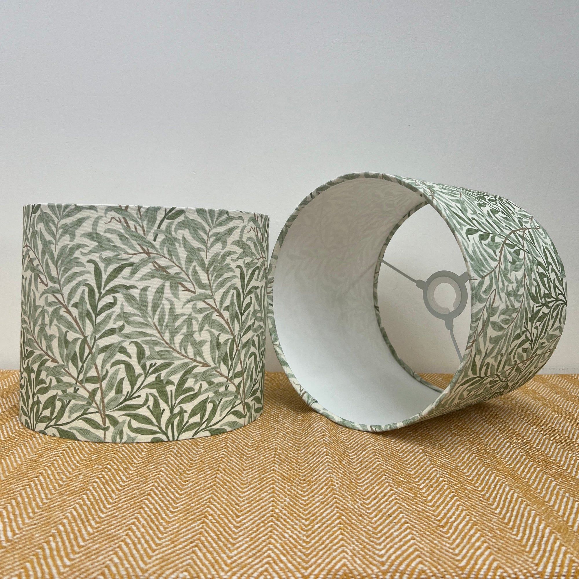 William Morris Sage willow cotton drum lampshade/ ceiling shade with a white lining