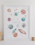 Personalised Watercolour Planets and Outer Space Print