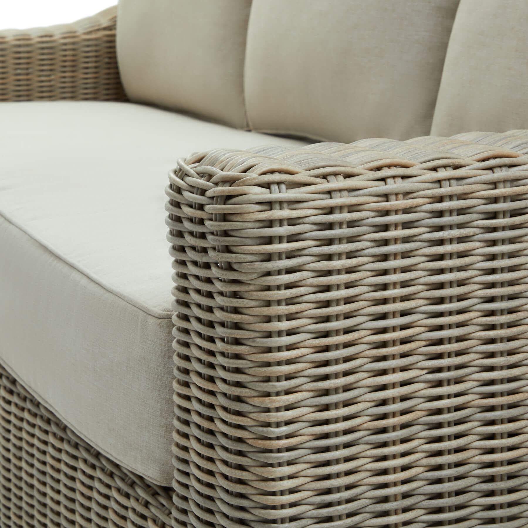 Three Seater Outdoor Sofa in Wicker and Acacia Wood
