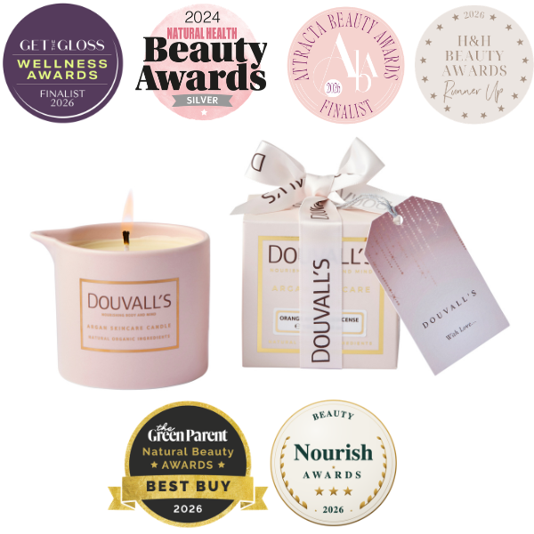 Argan Massage Candle - Vanilla Jasmin &amp; Ginger 180g | Intensely Nourishing and Hydrating Body Treatment