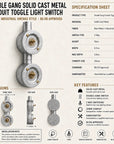 Double Gang Solid Cast Conduit Light Switch | 2 Way Industrial Vintage Style