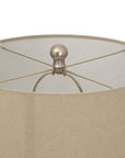 Handcrafted Ceramic Lamp with Woven Detailing and Linen Shade