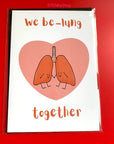 We be-lung together anatomical biology science anniversary valentines card