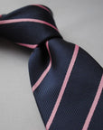 navy blue and light pink club striped tie