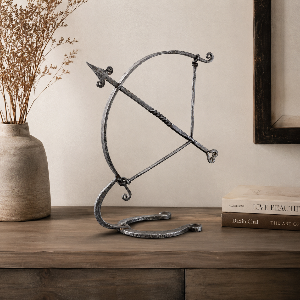 Wrought Iron Archer Sculpture | Heritage Bow &amp; Arrow Ornament