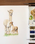 Personalised Alpaca Watercolour Art Print – Perfect for Nursery or Kids Room Decor