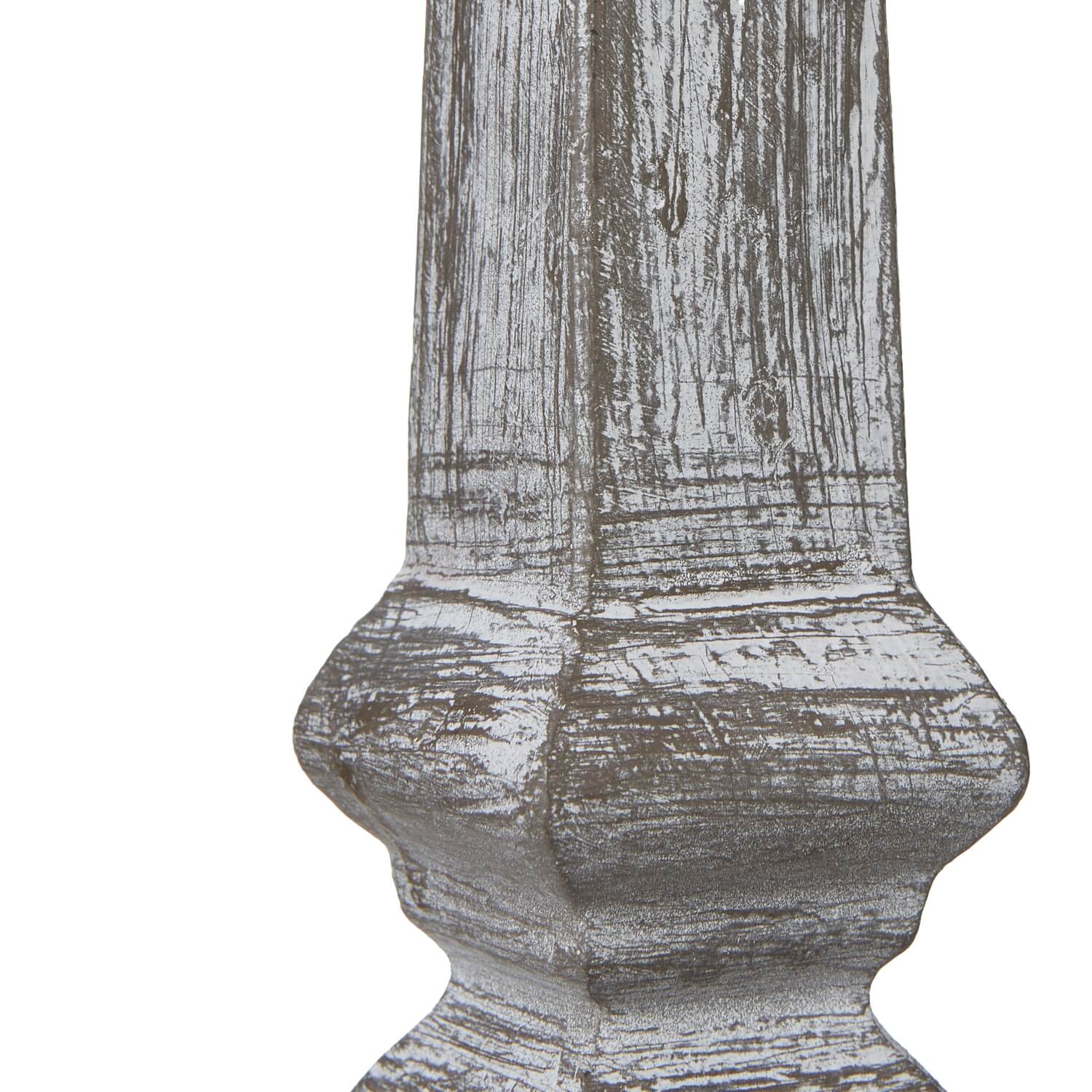 Brushed Wood Column Table Lamp with Linen Shade
