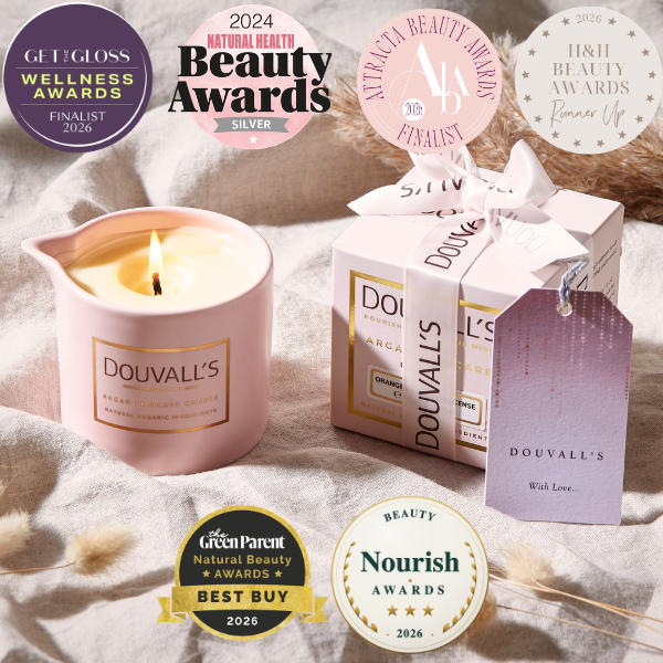 Organic Argan Skincare Candle, Orange & Frankincense 180g | Intensely Nourishing Body Treatment