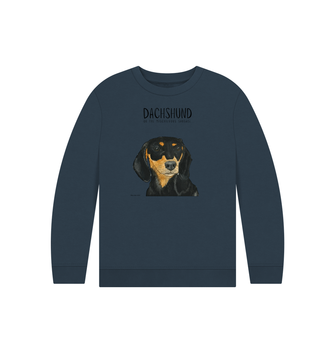 Snuggly Black &amp; Tan Sausage Dog Kids' Sweatshirt – Ethically Made Cuteness!
