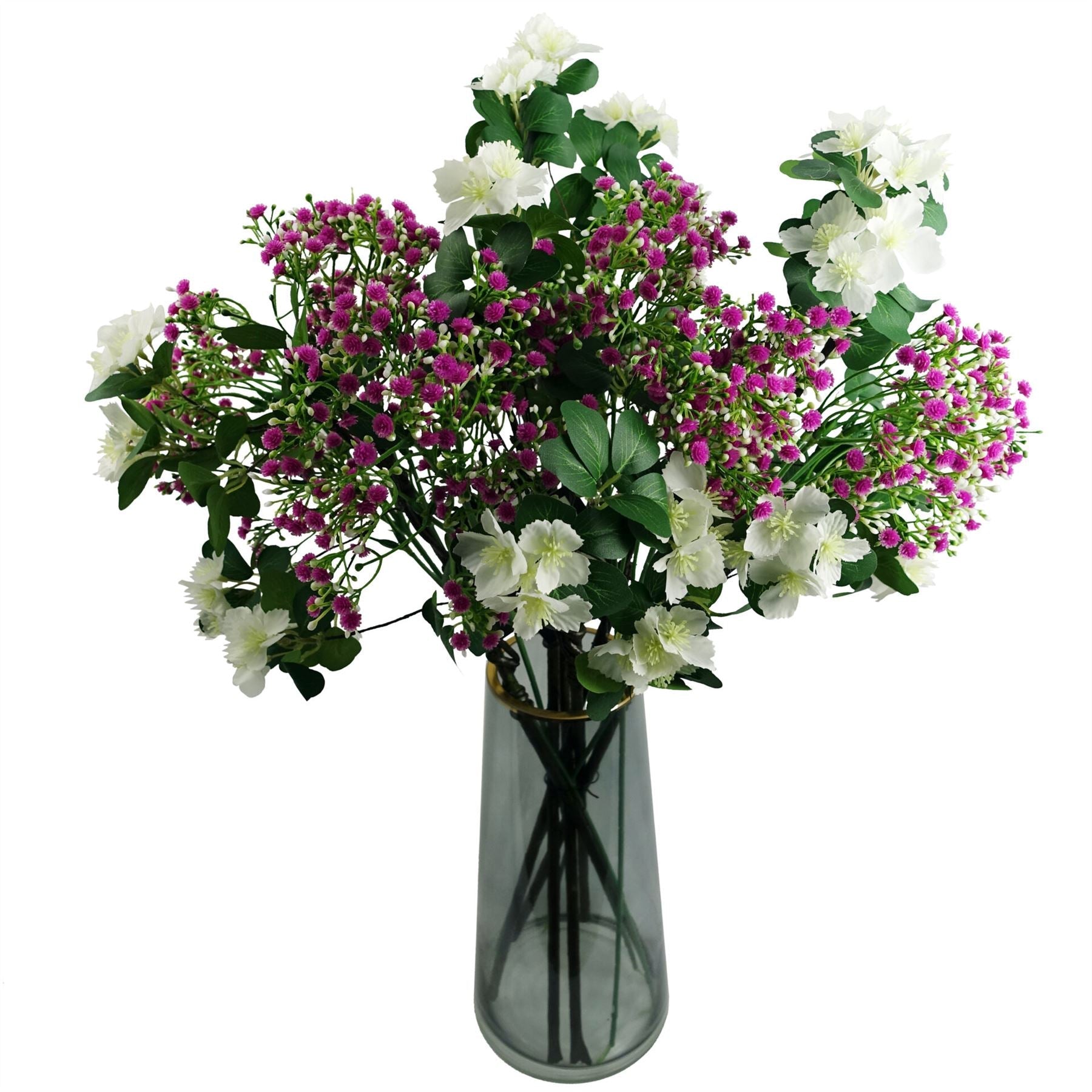 Pack of 6 x 60cm Flower Foliage Spray - White-2