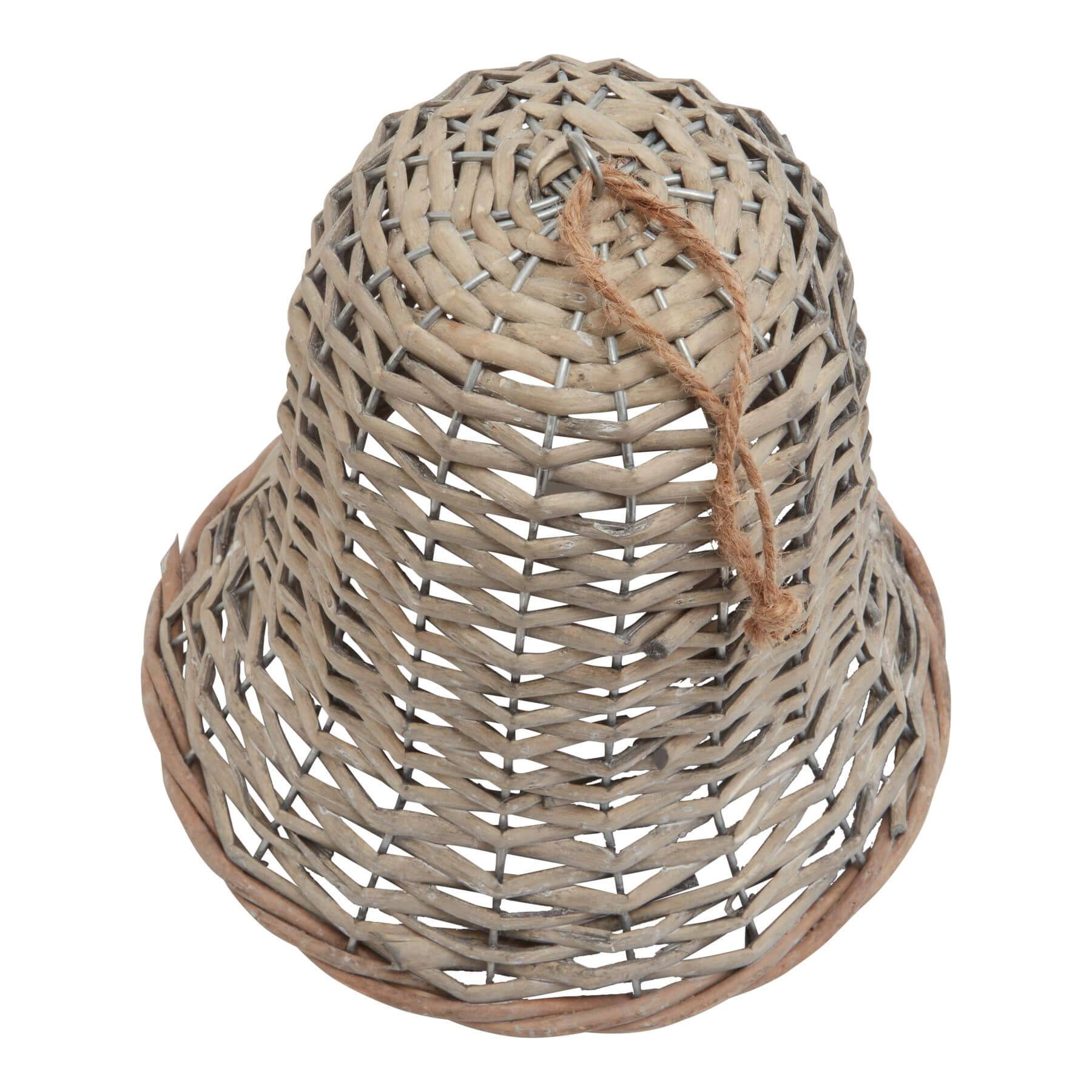Handwoven Jumbo Wicker Bell Ornament Rustic Holiday Accent