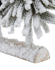 Snowy Fir Tree Duo with Rustic Log Base