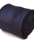 navy and red pin spot design tie