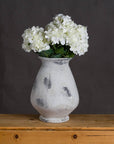Large antique white Greek ceramic vase, 43cm tall with wide 32cm opening, for floral arrangements and home decor. by sostter at brixbailey.com