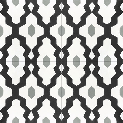 Premium Moroccan Cement Tiles, Olive and Black Handcrafted Pattern, Stylish Kitchen and Bathroom Flooring, Authentic SOUK Design, Trending Exotic Decor by Maria Starling Design at brixbailey.com