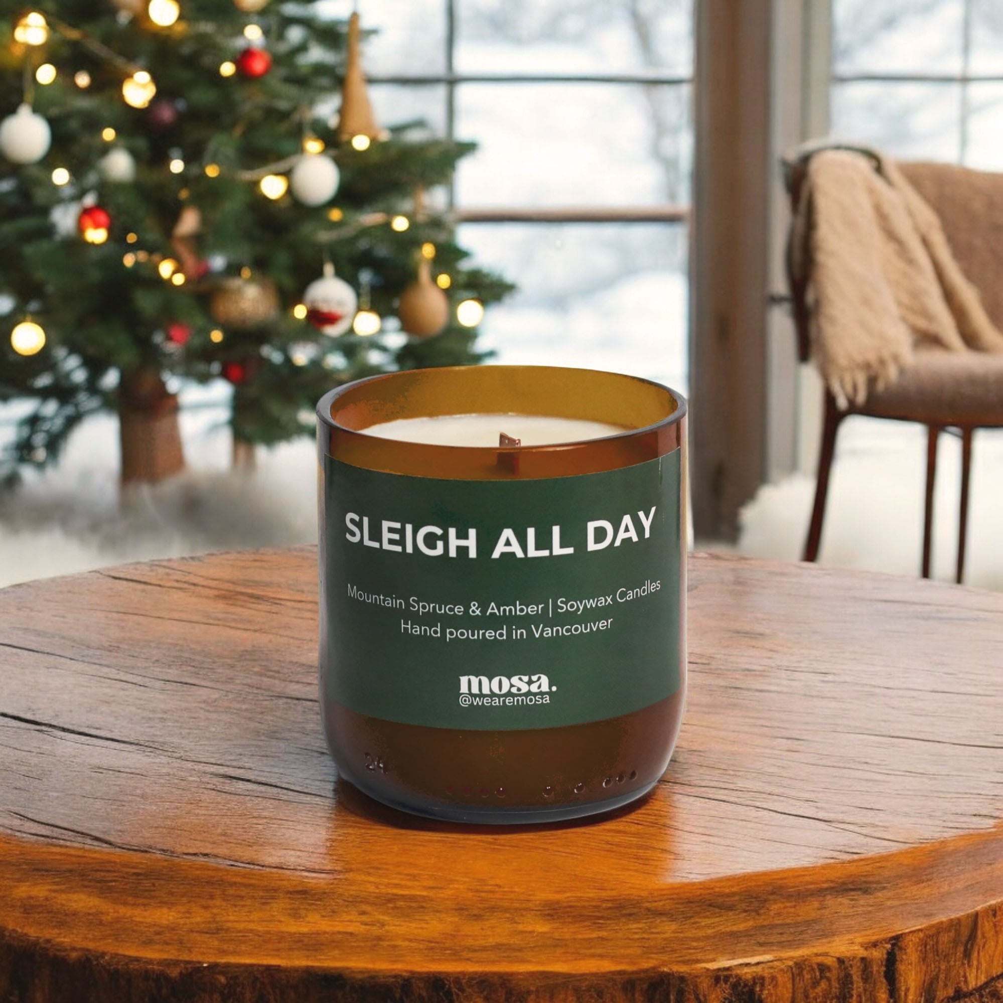 Mountain Spruce + Amber Scented Soy Candle-2