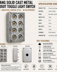 8 Gang 2 Way Solid Cast Metal Conduit Light Switch Industrial