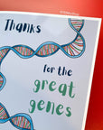 Thanks for the great genes DNA anatomical biology science Father's Day card