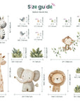 Watercolor Safari Animals Wall Decals, Removable Nursery Decor