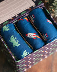 Outer Space Sock Box - 3 Pairs of Bamboo Socks (His)