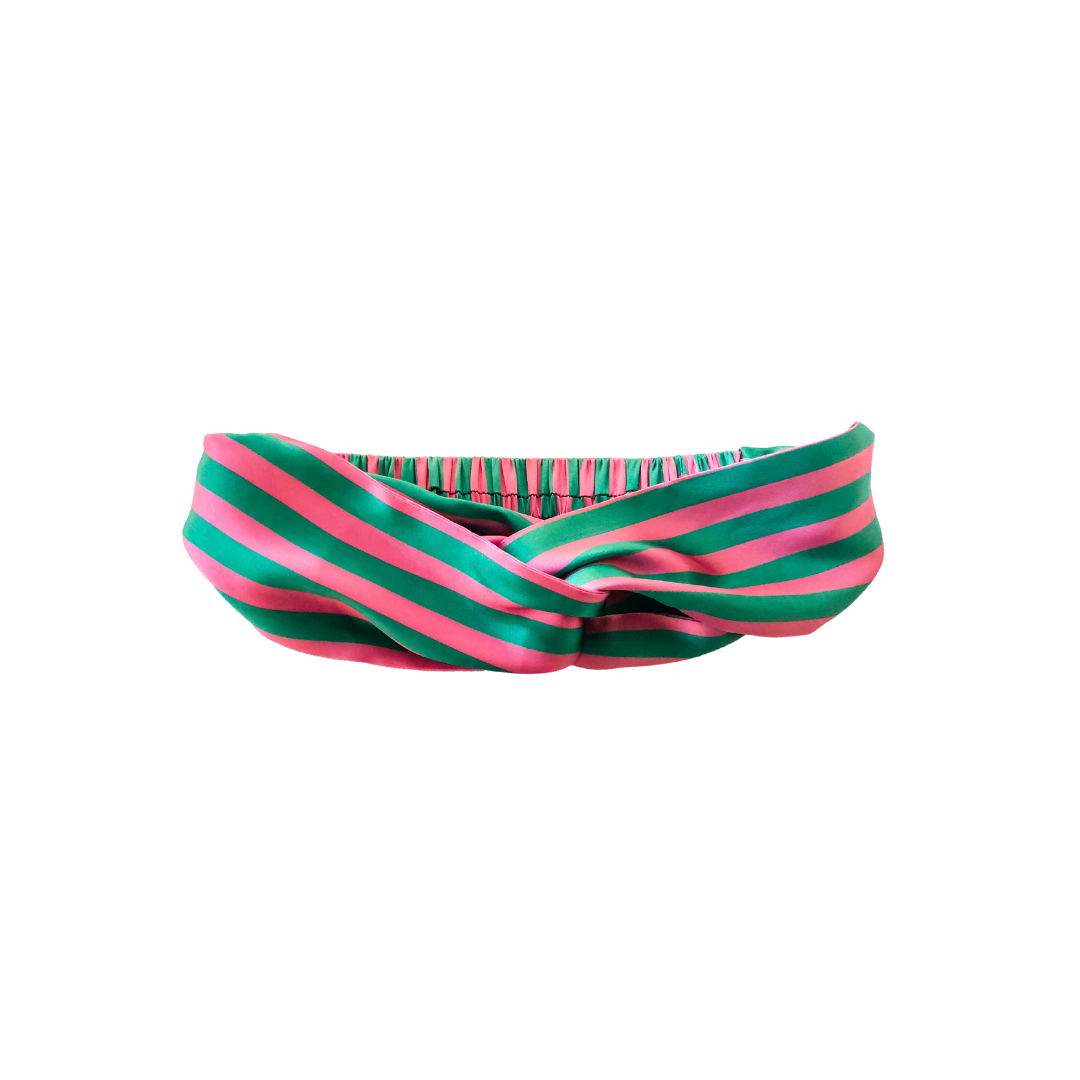 Dottie Silk Headband in Flamingo Stripe