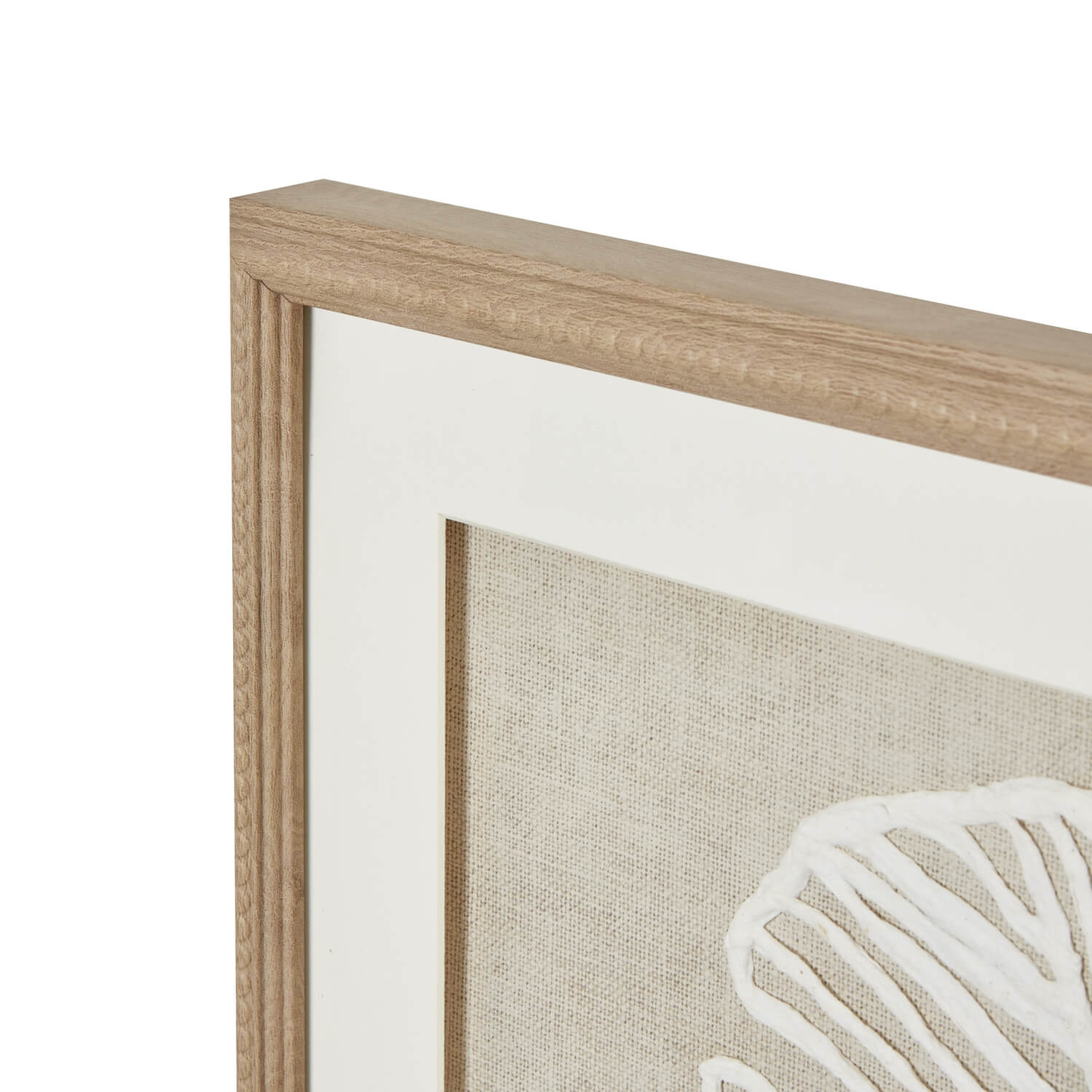 Large White Feather Wall Art with Beaded Frame