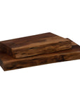 Handcrafted acacia wood chopping board with natural live edge, warm brown tones, and unique grain patterns. by RoomLondon at brixbailey.com