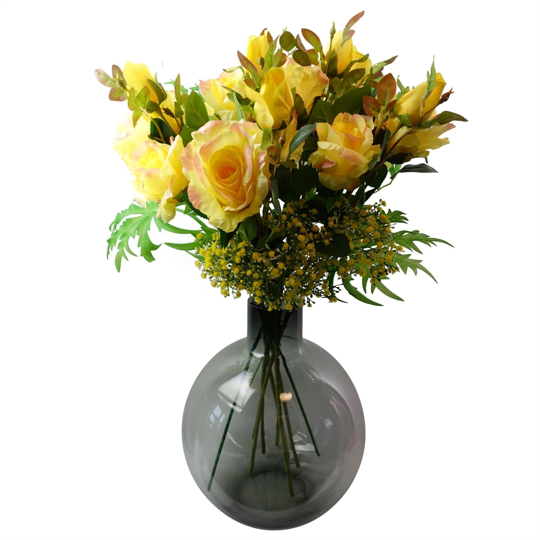Pack of 6 x 80cm Artificial Yellow Rose Stem - 18 flowers-3
