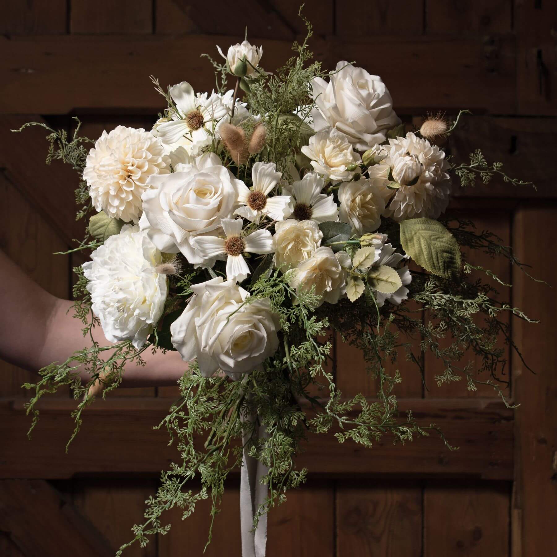 White Dahlia Faux Flower Stem for Home Display