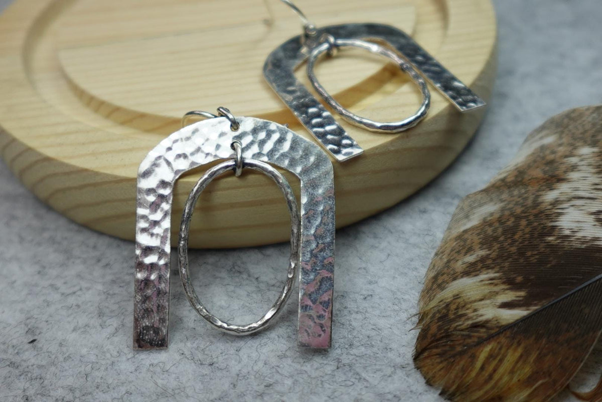 Hammered Horseshoe Gold/Silver Earrings