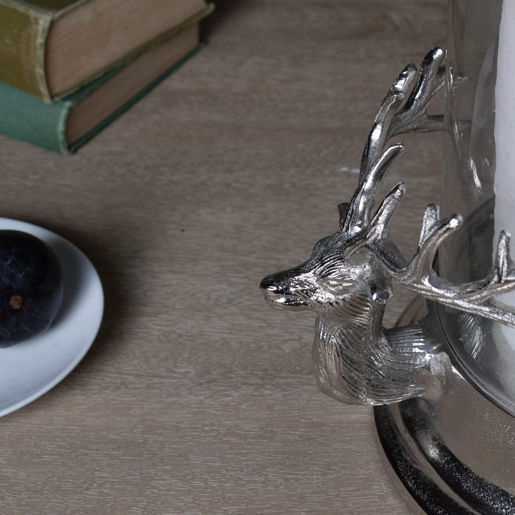 Silver Stag Hurricane Lantern | Elegant Outdoor Lighting