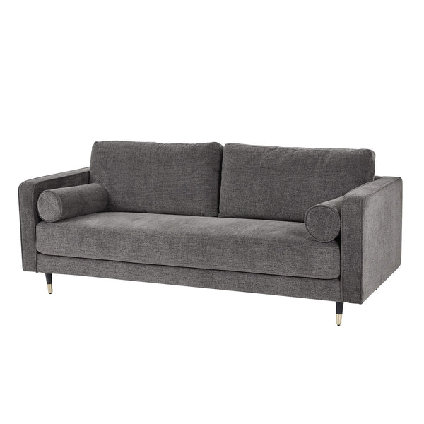 Grey upholstered sofa with plush cushions and classic British design in a versatile neutral tone. by Sostter at brixbailey.com