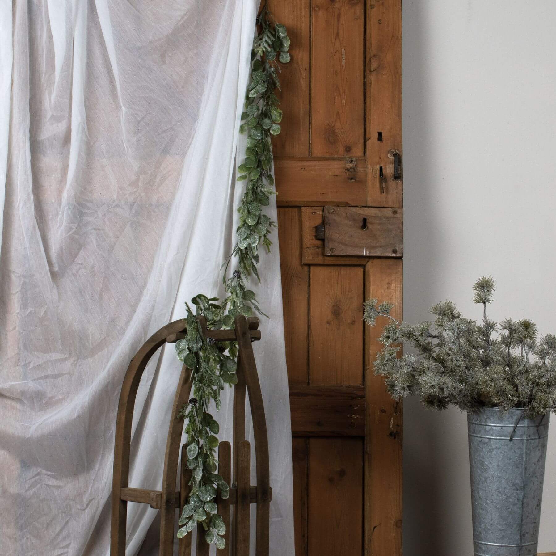 Frosted Pine and Eucalyptus Garland for Winter Decor