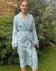 Blue Floral Frilly Dressing Gown