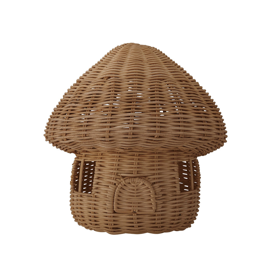 Luxury rattan toadstool fairy house, handcrafted dolls house with removable roof and opening door, best-selling decorative toy by Ella James at brixbailey.com