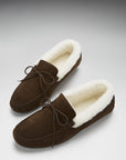 Slippers, sheepskin, brown suede