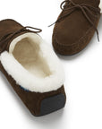 Slippers, sheepskin, brown suede